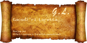 Gacsári Loretta névjegykártya